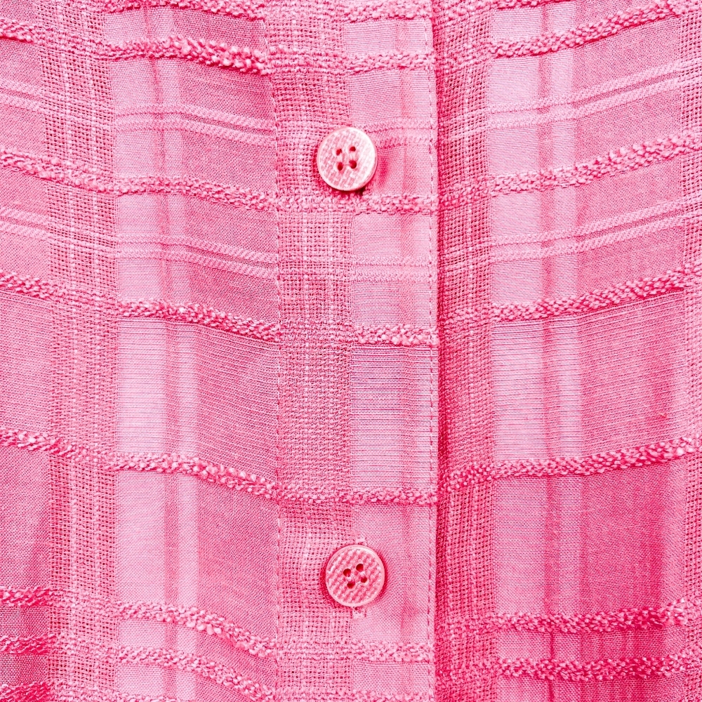 Pink Button-Up Textured Blouse - Picture 7 of 8